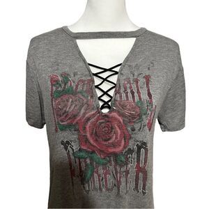 Rocker Grey Tee with Cut Outs Sz M